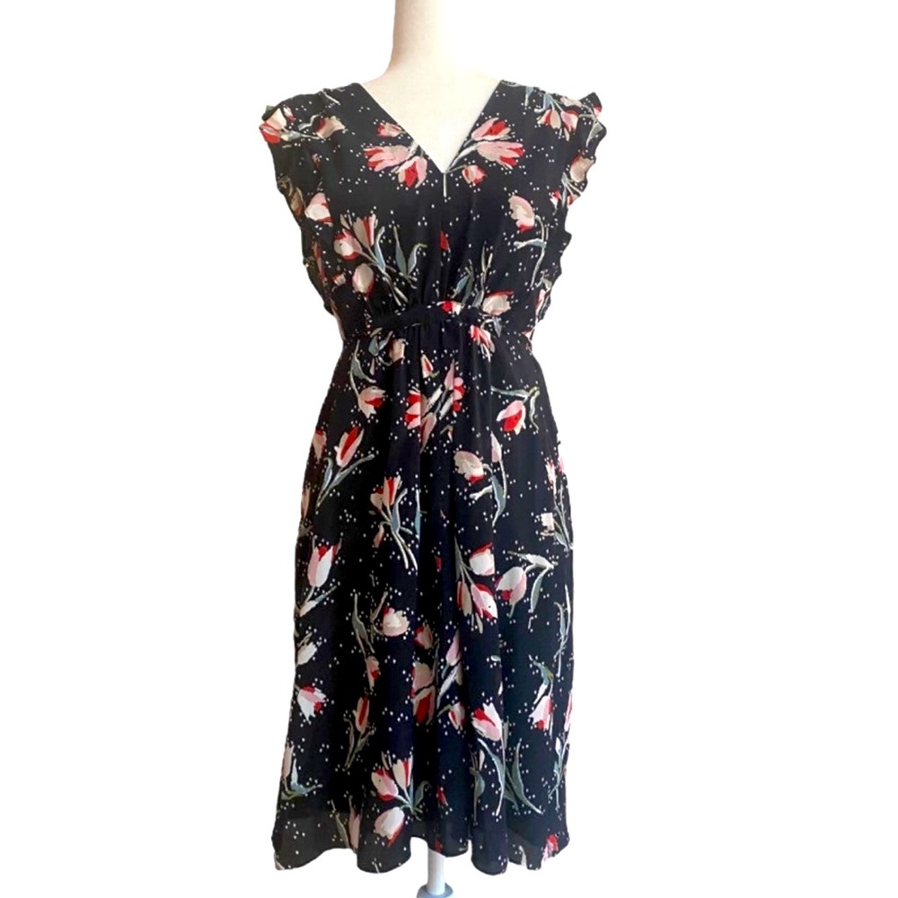 Rebecca Taylor black floral silk dress